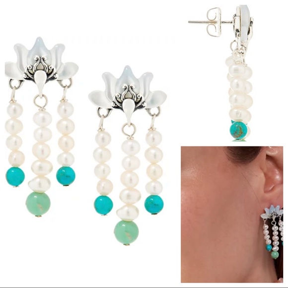 Carolyn Pollack Jewelry - Carolyn Pollack Lotus Flower SS Pearl Earrings